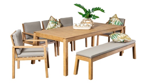 [COSTADININGSET] Costa Table + 5 x Chairs + Bench